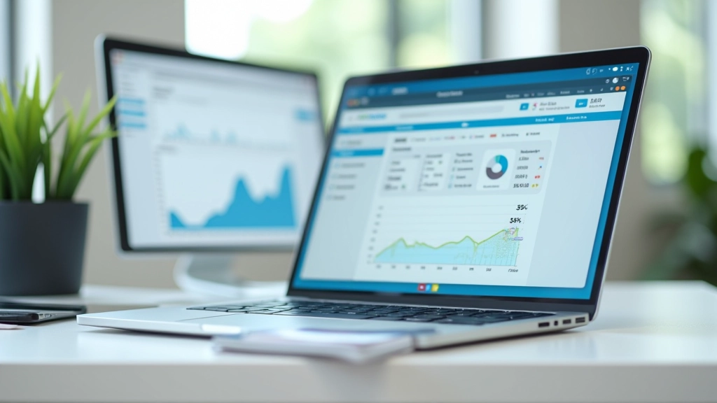 Laptop screen showing multiple financial tracking applications open simultaneously with various dashboard layouts