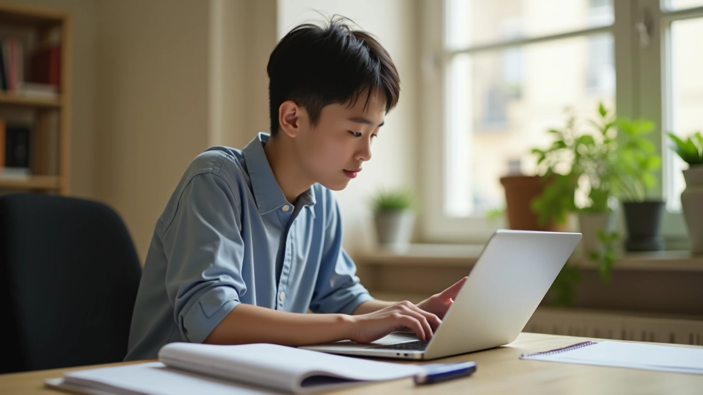 Student reviewing credit report on laptop